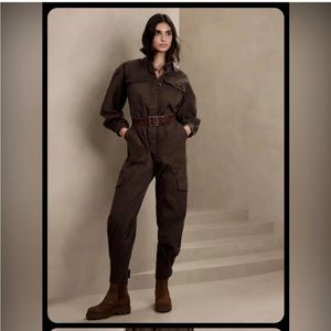 Banana republic moleskin dark brown jumpsuit